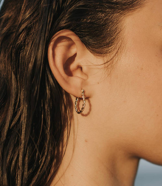 Jambumani Amethyst Mini Gold Hoop Earrings Set of 2