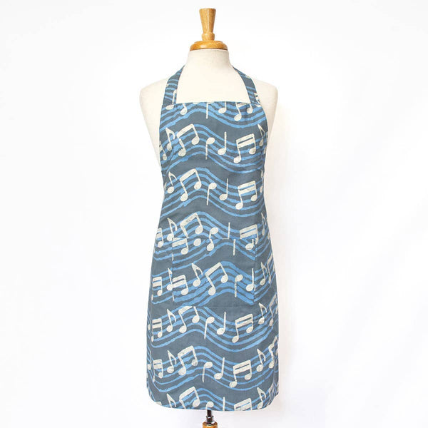 Apron Reversible: Music Notes - Charcoal-Organic