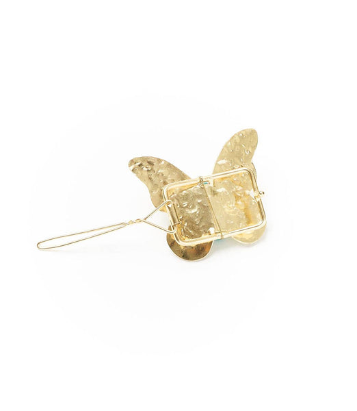 Jatasya Butterfly Hair Barrette - Turquoise, Gold