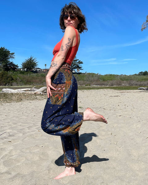 Peacock Pants: Blue / Open Ankle