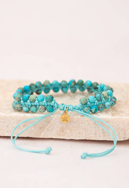 Wear Blue Handwoven Beaded Bracelet in Turquoise