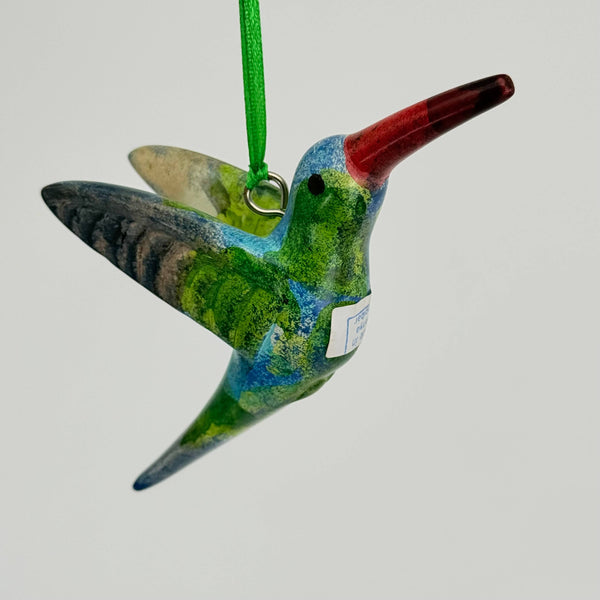 Soapstone Bird, Hummingbird, Flying Ornament, 6"