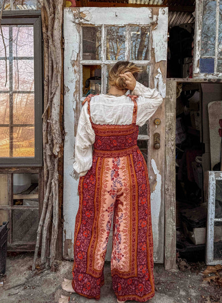 Boho Floral Printed Jumpsuit Pants 2 in 1, Free Spirit Style
