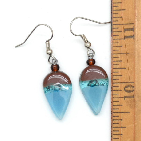 Tiny Botanical Shaped Leaf Glass Earrings