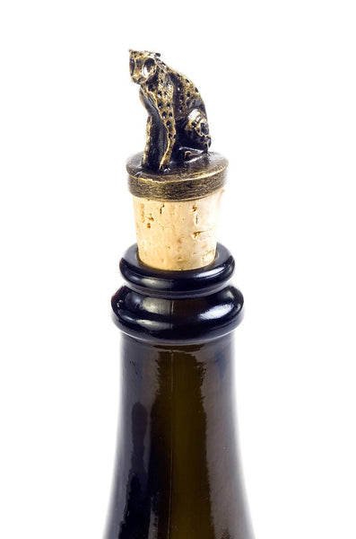 South African Brass Cheetah Wine Bottle Stopper