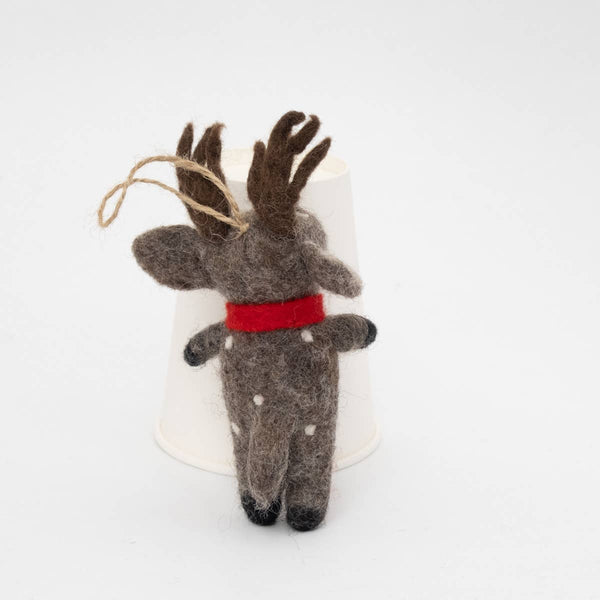 Ornament - Christmas Decor - Spotted Reindeer with Red Scarf