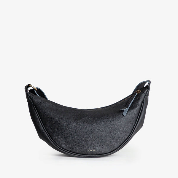 Leather Moon Sling Bag - Black (Immediate)