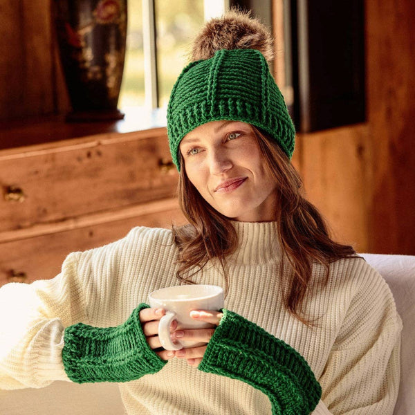 Brecken Kelly Green Knit Pom Beanie