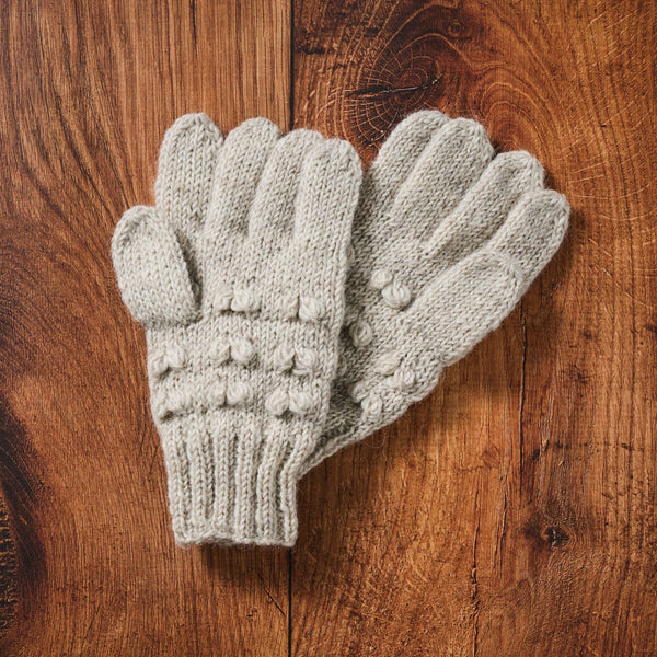 Knobby Wool Gloves (available in Gray or Ivory)