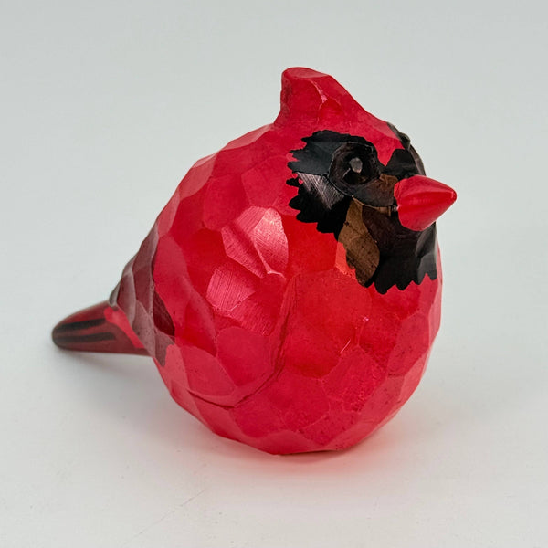 Soapstone Bird, Red Cardinal, Male, Rough carved, 5"
