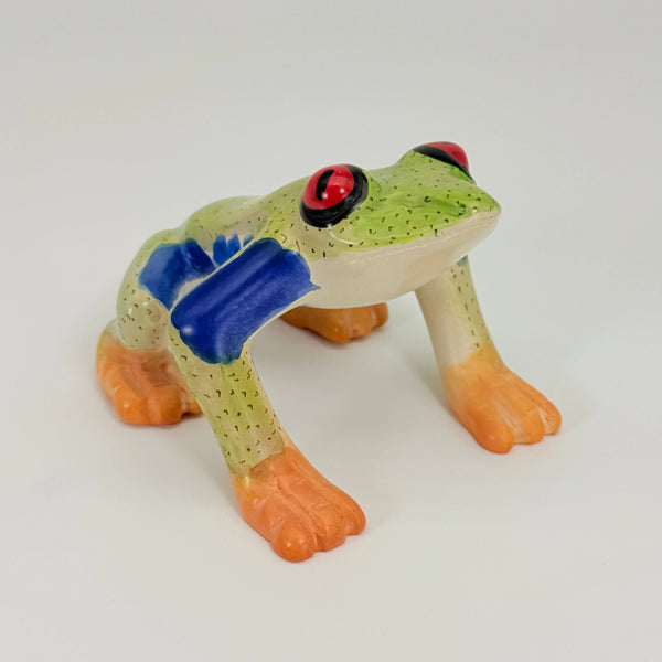 Soapstone Frog, Red Eyed Tree Frog, 6"