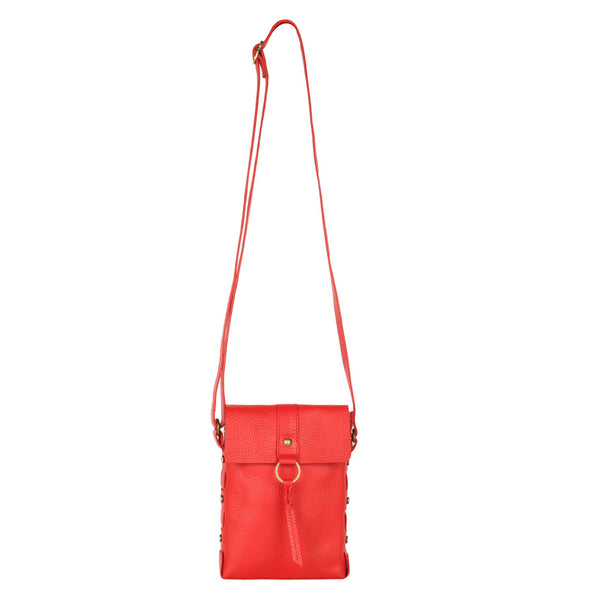 Jane Long crossbody w/ top flap & tassel - Bright Red