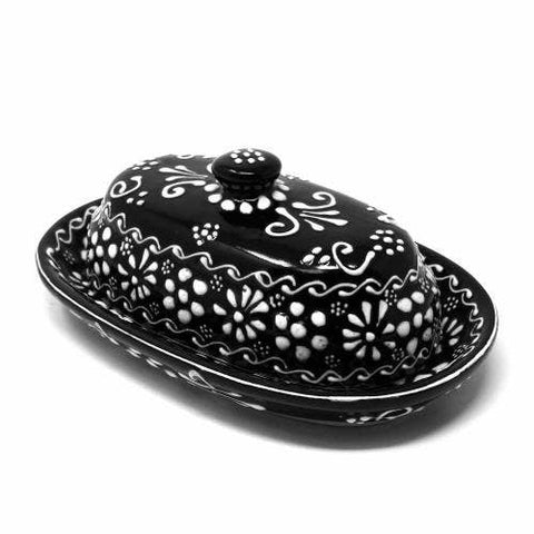 Encantada Handmade Pottery Butter Dish, Ink