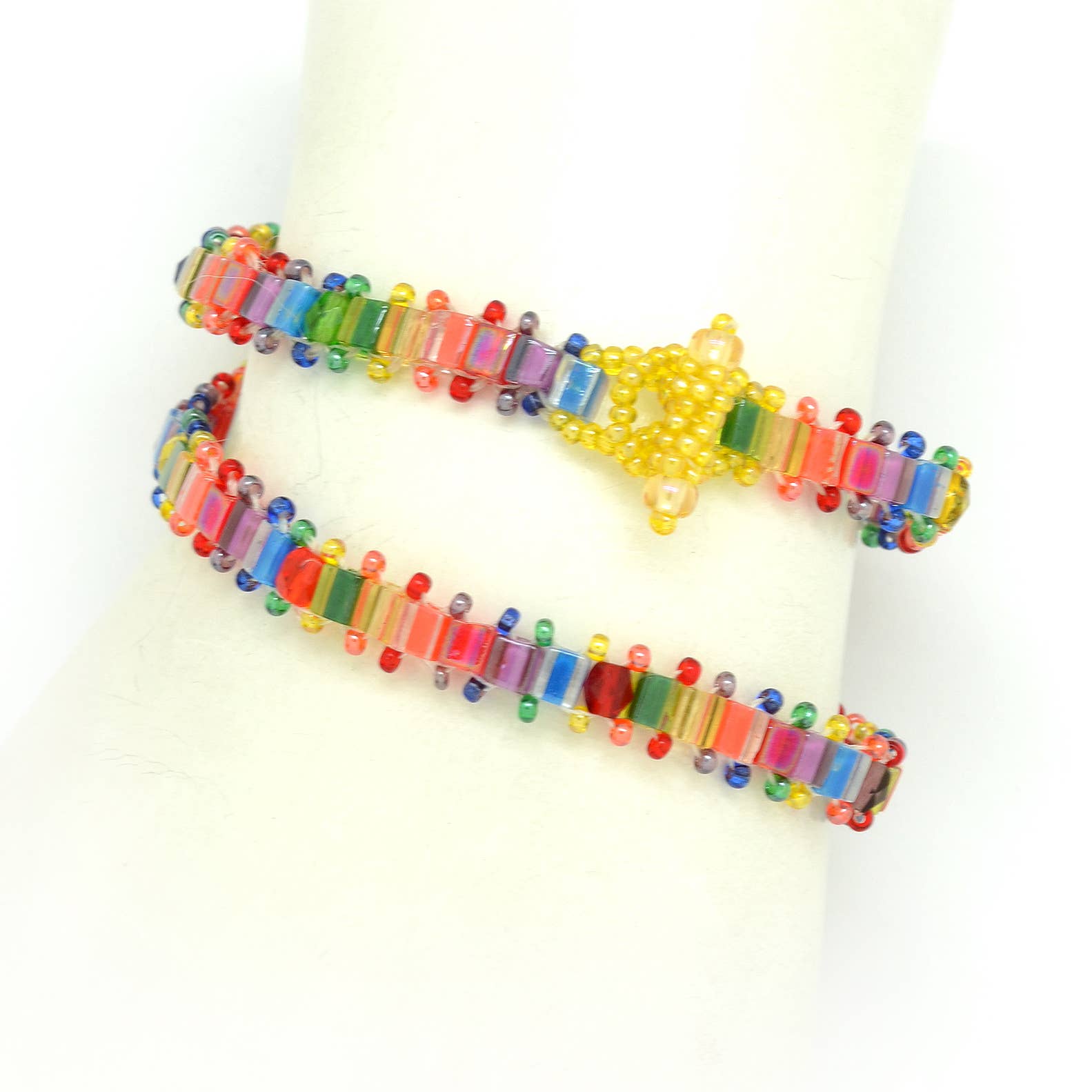 Stackable Glass Bead Rainbow Bracelets, Guatemala