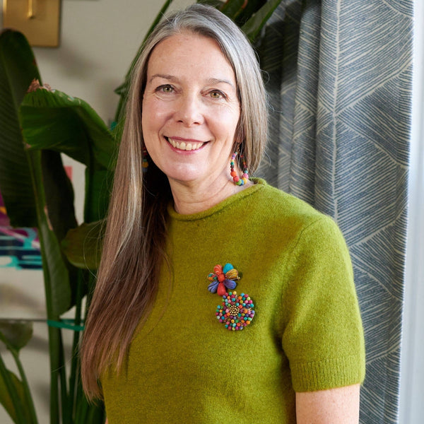 Kantha Floral Mosaic Pin