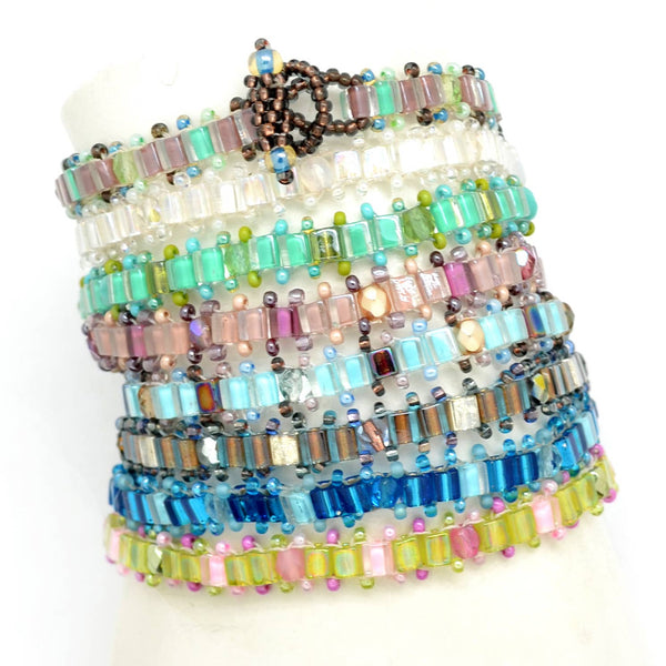 Skinny Beaded Bracelet Crystal & Glass Bead