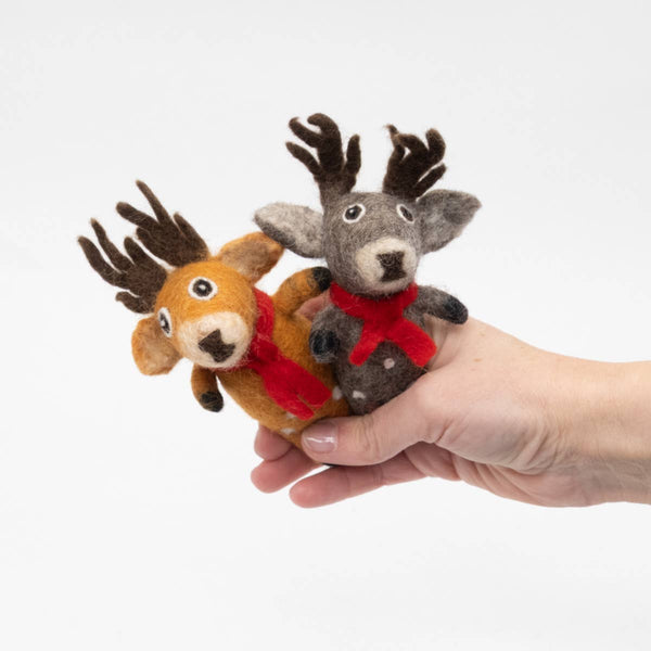Ornament - Christmas Decor - Spotted Reindeer with Red Scarf