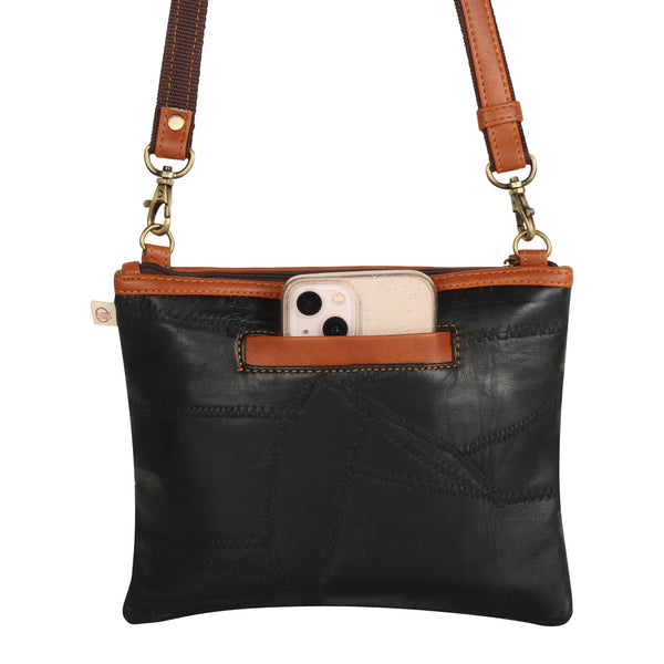 Grayson Wide Crossbody Bag w/ Pocket - White  Hairon