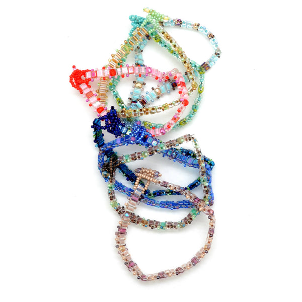 Skinny Beaded Bracelet Crystal & Glass Bead