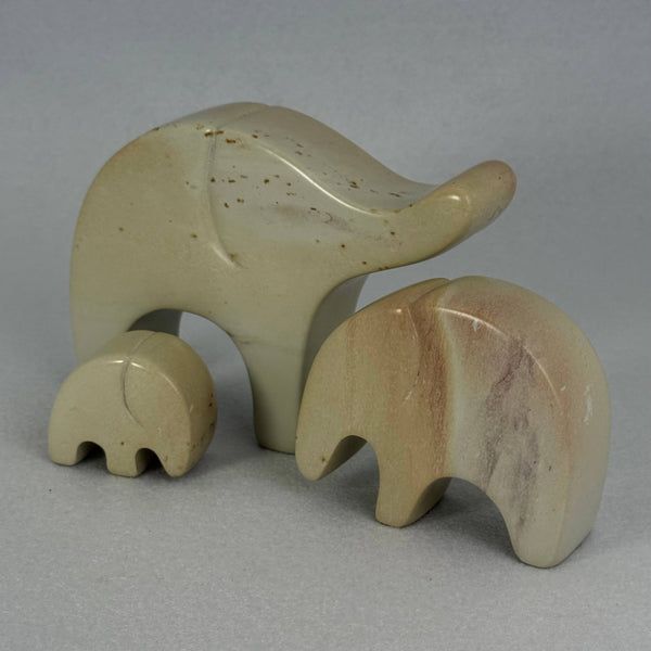 Soapstone Elephant Family of 3, 7.5" 