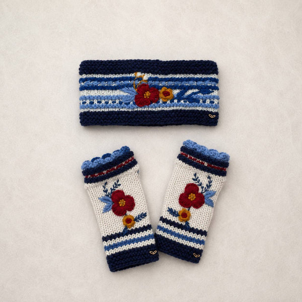 Color Block Embroidered Knit Headband - Nantucket Winter
