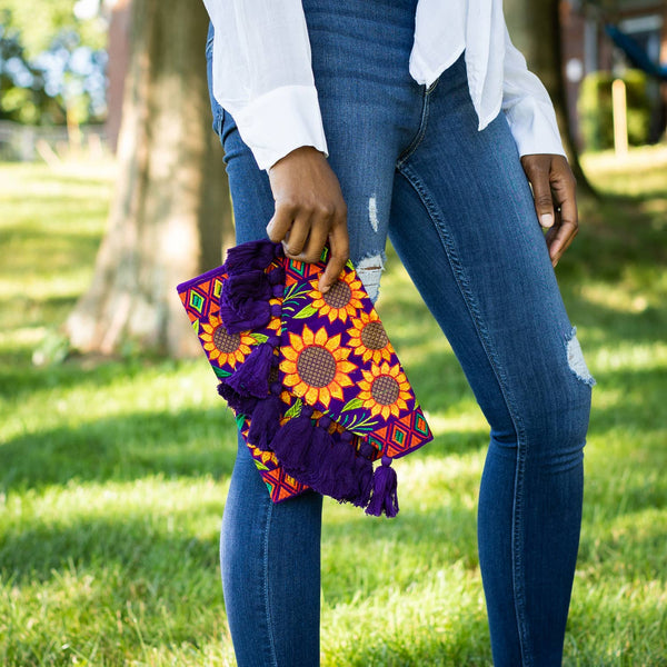 Sunflower Tassle Fiesta Clutch