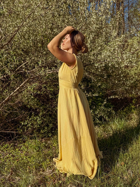 Organic Cotton Bamboo Beachy Maxi Dress, Summer Flowy Gown