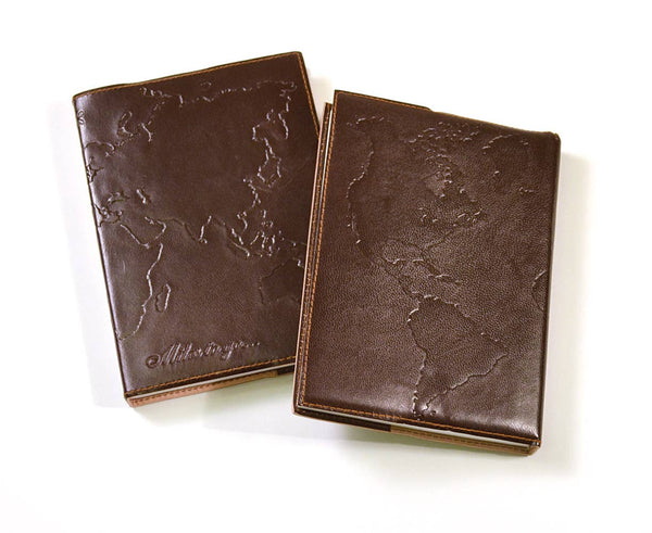World 5x7 Leather Journal - Refillable Recycled Paper