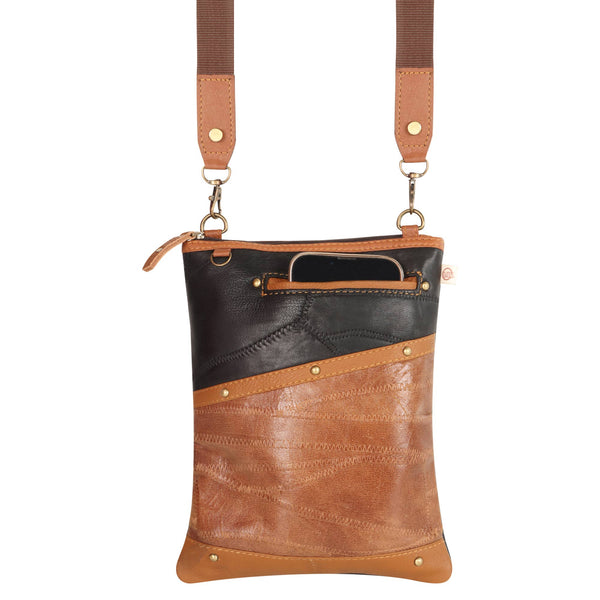 Small Crossbody with Front Pocket in Brown