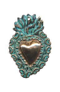 Small Oxidized Copper Heart Milagro (MC02)