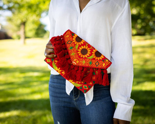 Sunflower Tassle Fiesta Clutch