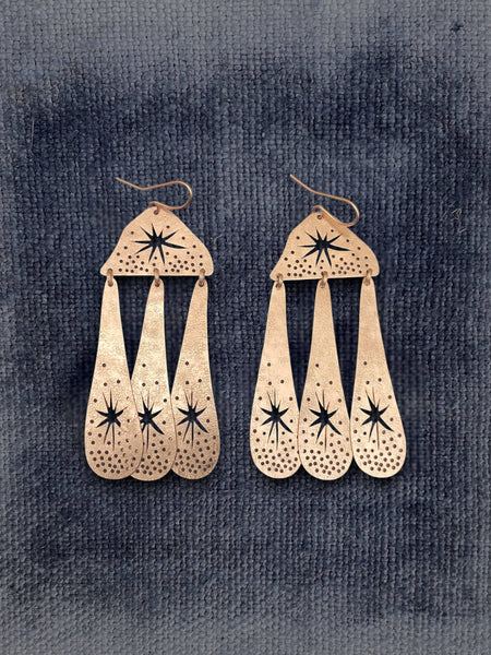 Stars,Brass Earrings, Bohemian Contemporary Handmade Jewelry