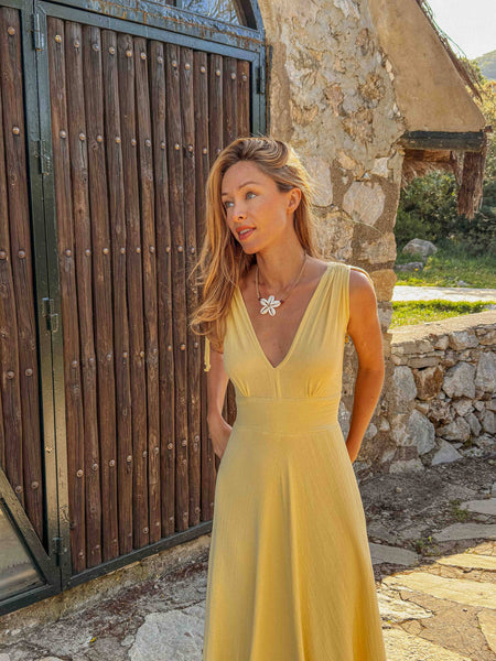 Organic Cotton Bamboo Beachy Maxi Dress, Summer Flowy Gown