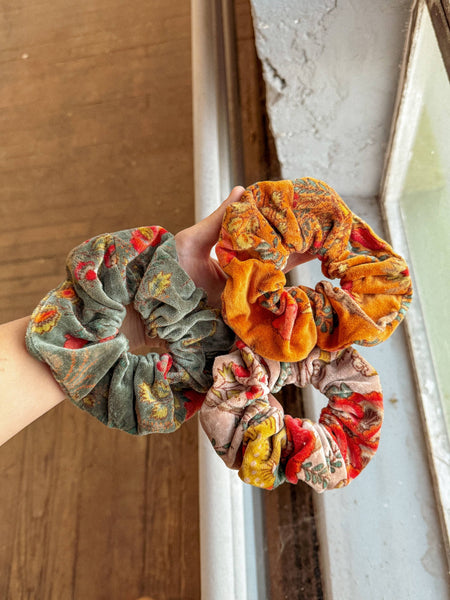 Organic Cotton VELVET Scrunchies, XXL Fluffy Boho Scrunchie