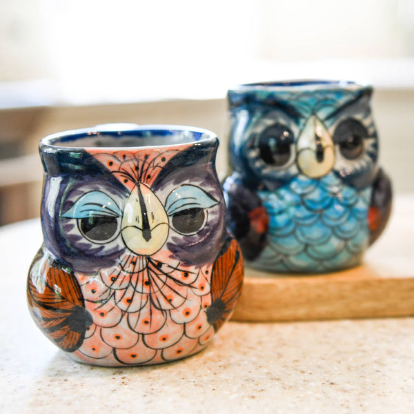 Hand Painted Fair Trade Guatemalan Ceramic Owl Coffee Mug