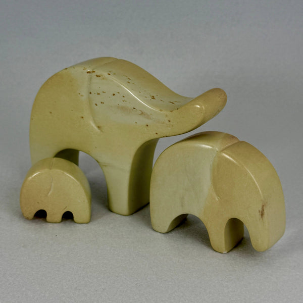 Soapstone Elephant Family of 3, 7.5" 