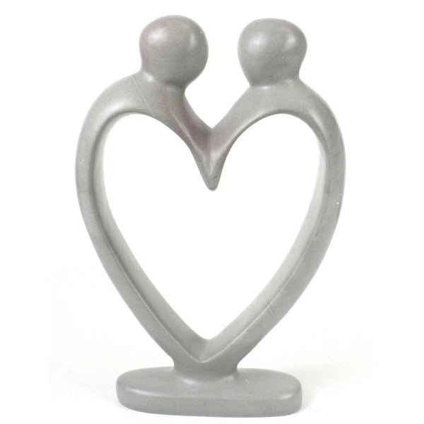 Lover's Heart Soapstone Sculptures - Natural Stone