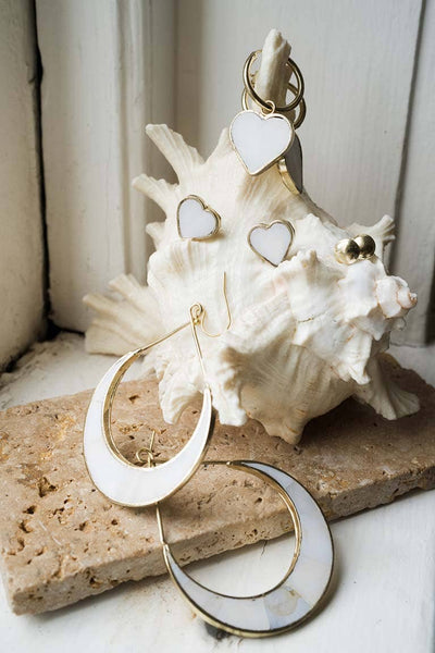 Rajani Crescent Mother of Pearl Hoop Earrings
