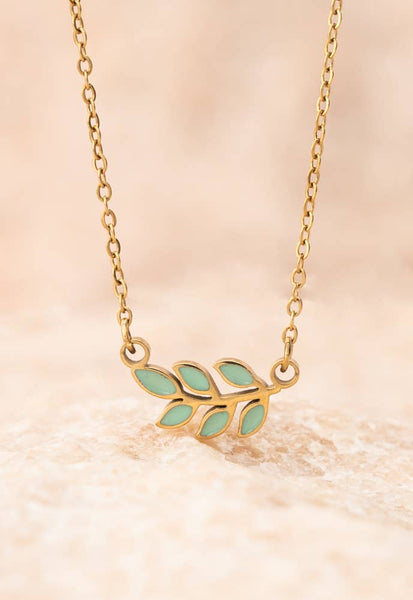 Rowen Leaf Necklace in Mint