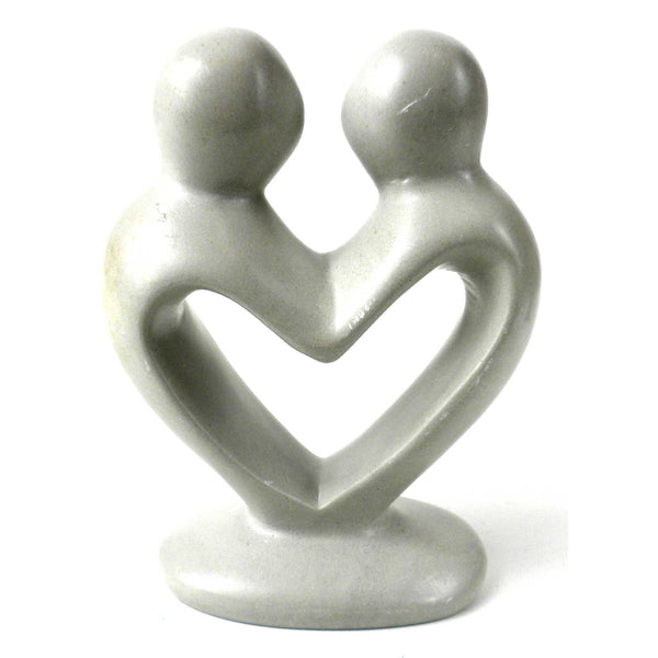 Lover's Heart Soapstone Sculptures - Natural Stone