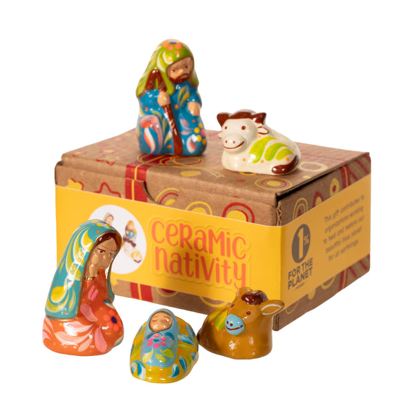 Ceramic Miniature Nativity Set of 5 Christmas Fair Trade Christmas Fair Trade