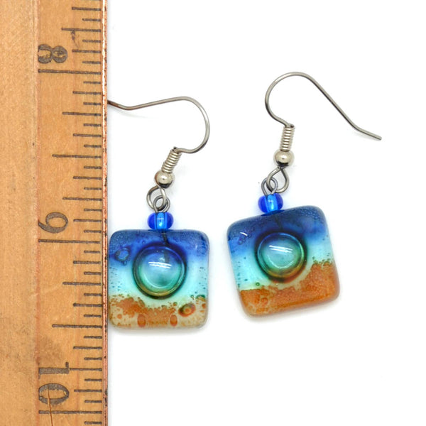 Tiny Square Glass Earrings