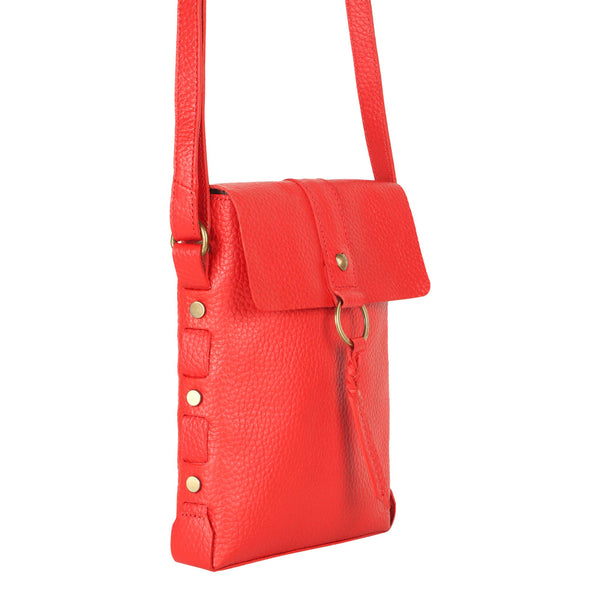 Jane Long crossbody w/ top flap & tassel - Bright Red