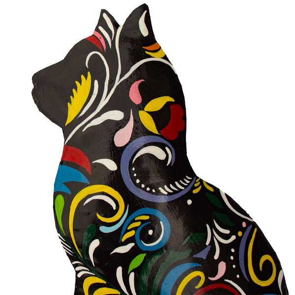 Thoughtful Kitty Painted Haitian Steel Drum Wall Art, 14.5"