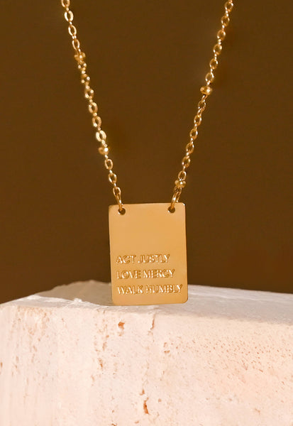 Act Justly Necklace in Gold