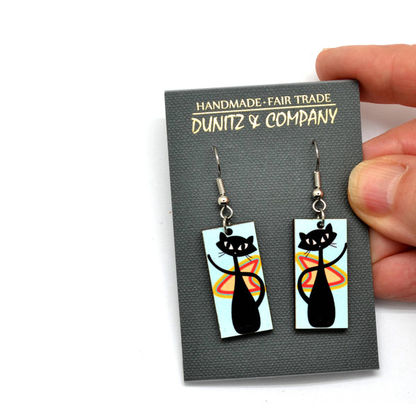 Atomic Cats Mid Century Style Dangle Earrings