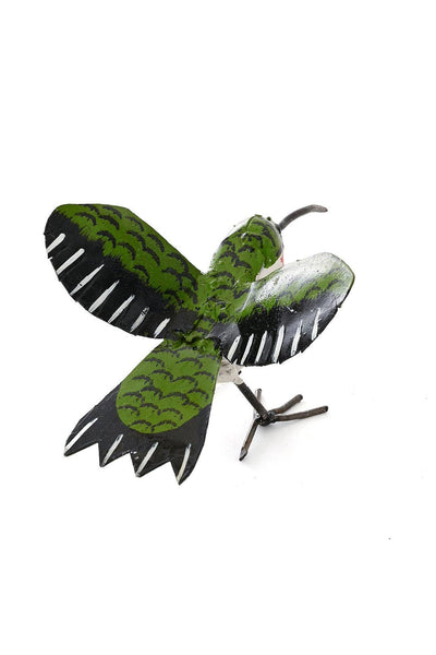 Ruby Throated Hummingbird Recycled Metal Sculpture
