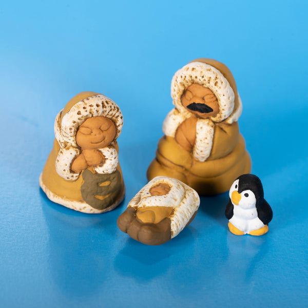 Miniature Nativity Polar Ceramic Set of 7 Christmas Gift