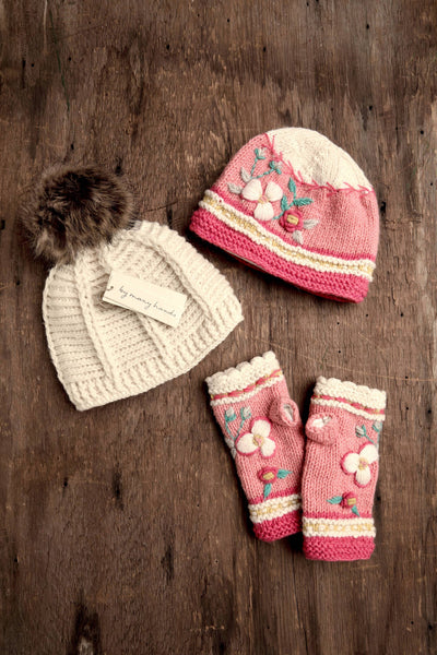 Color Block Blush Knit Beanie