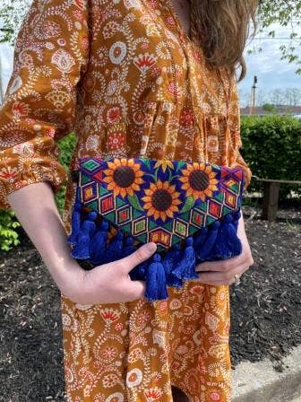 Sunflower Tassle Fiesta Clutch